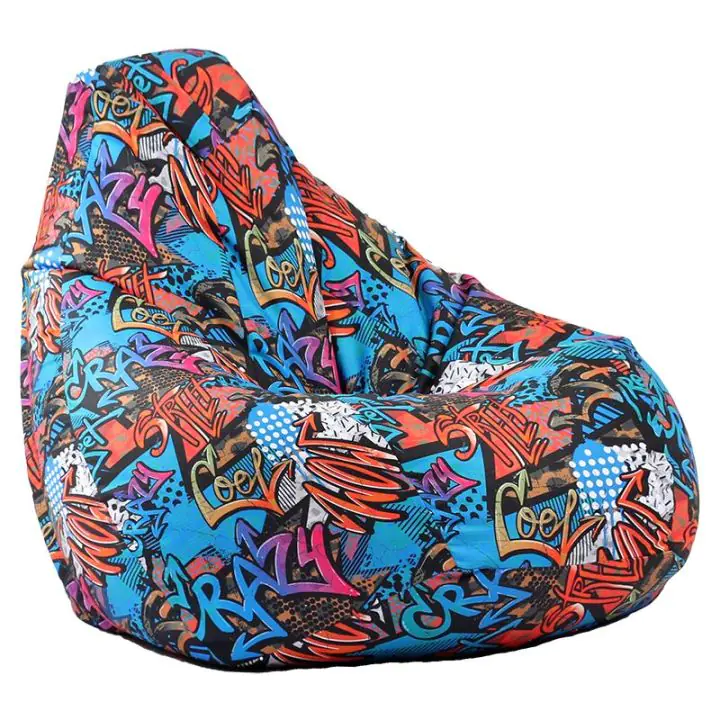 Пуф, круша, 220л., Nirvana Hobbit, Street Art, Водоустойчив, Перящ се калъф, Пълнеж от Полистиролни перли, принт, 8336