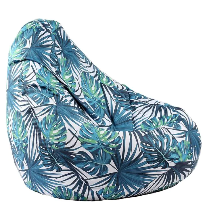 Пуф, круша, 220л., Nirvana Hobbit, Tropical Leaves, Водоустойчив, Перящ се калъф, Пълнеж от Полистиролни перли, принт, 8337