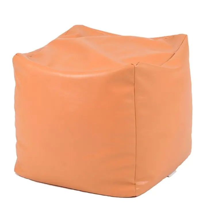 Пуф, 130л., Табуретка Куб XL - Orange, Еко кожа, Пълнеж от полистиролни перли, 8086