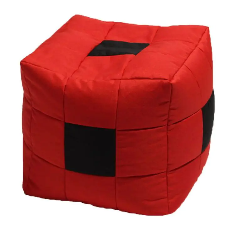 Пуф, 130л., Табуретка Куб XL - Black Spotted Cube, Перящ се калъф, Пълнеж от Полистиролни перли, за открито