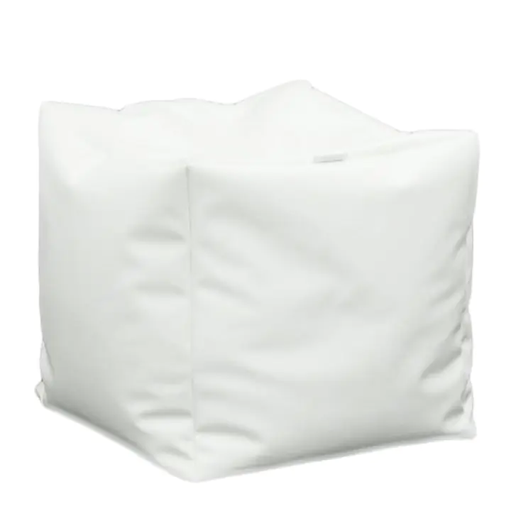 Пуф, 100л., Табуретка Куб XL, Teteron White, Перящ се калъф, за открито, Пълнеж от Полистиролни перли, 8283