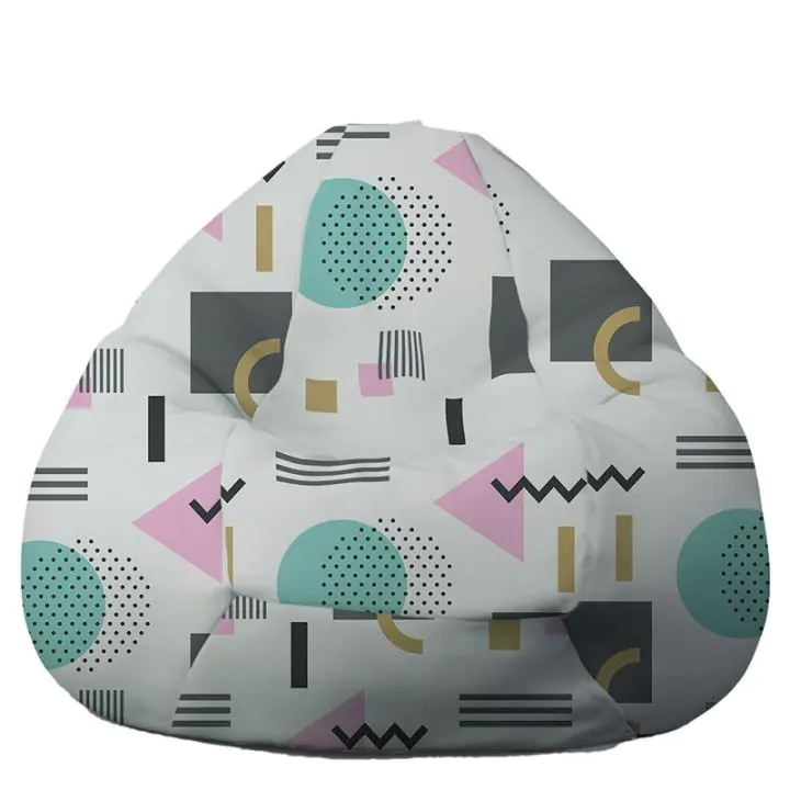 Пуф круша 320л., Nirvana Grande, Abstract Geometry, Водоустойчив, Перящ се калъф, Пълнеж от Полистиролни перли, принт, (11152)