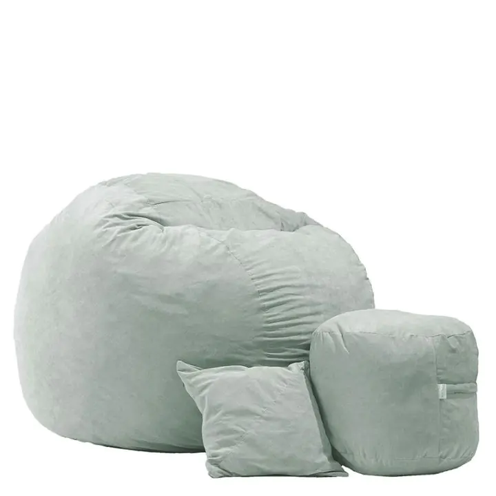 Комплект, Барбарон с табуретка за крака и декоративна възглавница 900л., King Size XL - Light Mint, Перящ се калъф, Трансформира се в легло, Пълнеж с микс от мемори пяна и дунапрен, Гама Premium