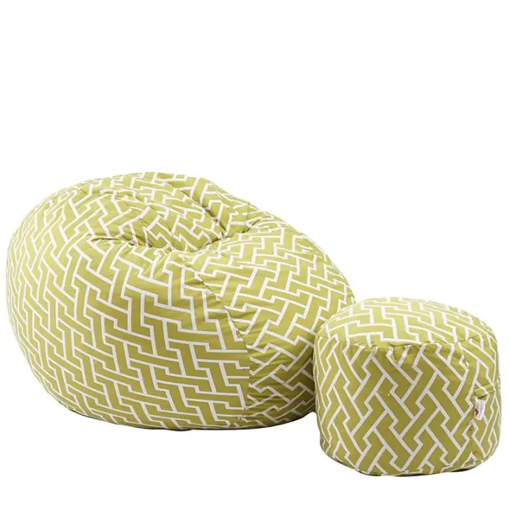 Комплект Барбарон с табуретка за крака 500л. Matusalem, Zippity Green, Перящ се калъф, Подходящ за деца, Пълнеж с микс от мемори пяна и дунапрен, Гама Premium, (PUF-M-MO-PT-ZIG)