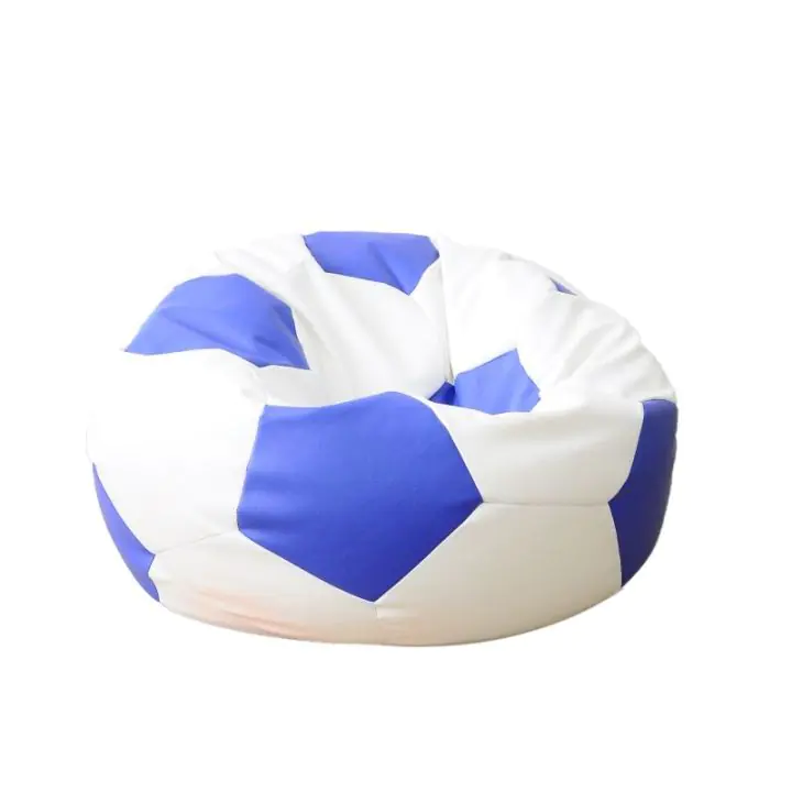 Пуф, топка 400л. Telstar XL - Blue & White, Еко кожа, Пълнеж от Полистиролни перли, (13192)