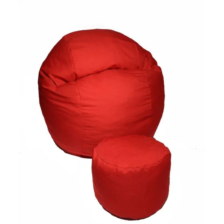 Комплект, Барбарон с табуретка за крака, 500л. Matusalem - Montana Red, Перящ се калъф, Подходящ за деца, Пълнеж с микс от мемори пяна и дунапрен, Гама Diamond, 8131