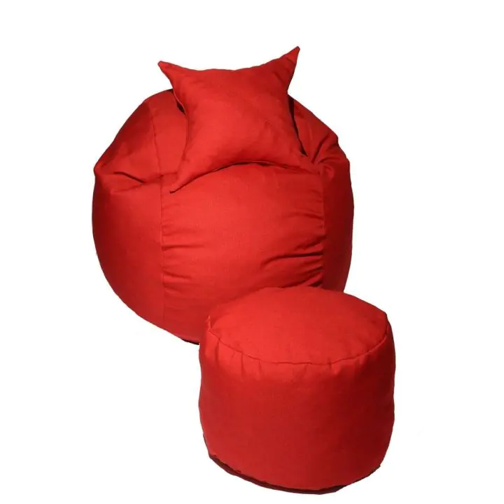 Комплект, Барбарон с табуретка за крака и декоративна възглавница, 500л. Matusalem - Montana red, Перящ се калъф, Подходящ за деца, Пълнеж с микс от мемори пяна и дунапрен, Гама Diamond, 8134