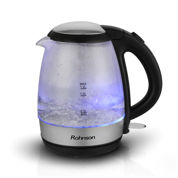Нагревателна кана Rohnson R-7637, 2200W, Светещ индикатор, прозрачно/черно, (16851)