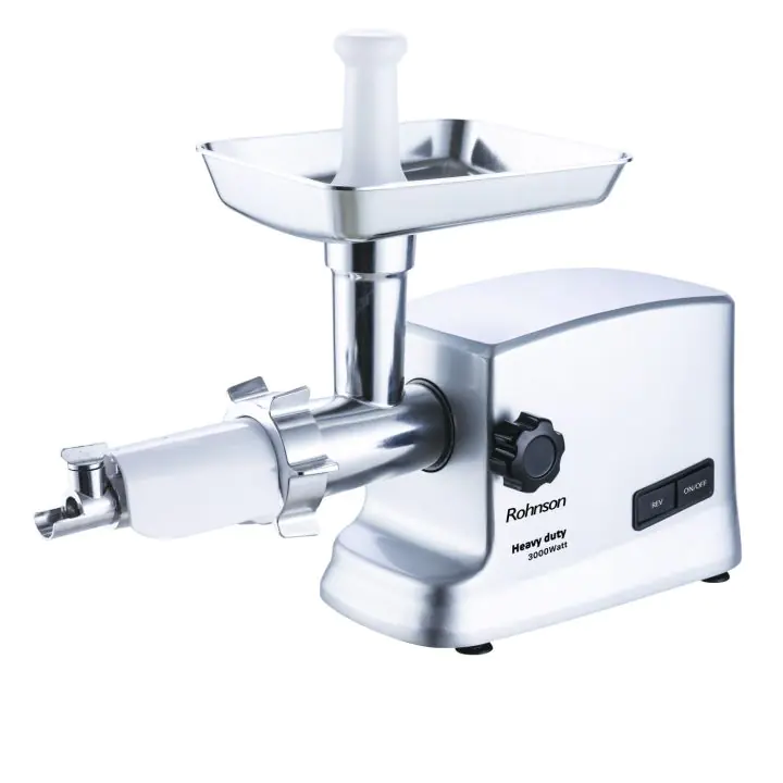 Месомелачка Rohnson R-5430, 3000W, 2.5 кг./мин., Метален мотор и корпус, Приставки, Обратна функция, Сив, (16611)