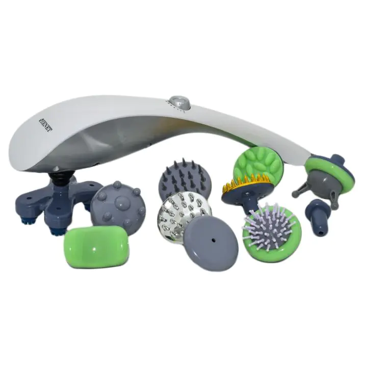 Ръчен масажор Zenet Zet-718 за цяло тяло бял с 10 приставки и различни режими, (14541)