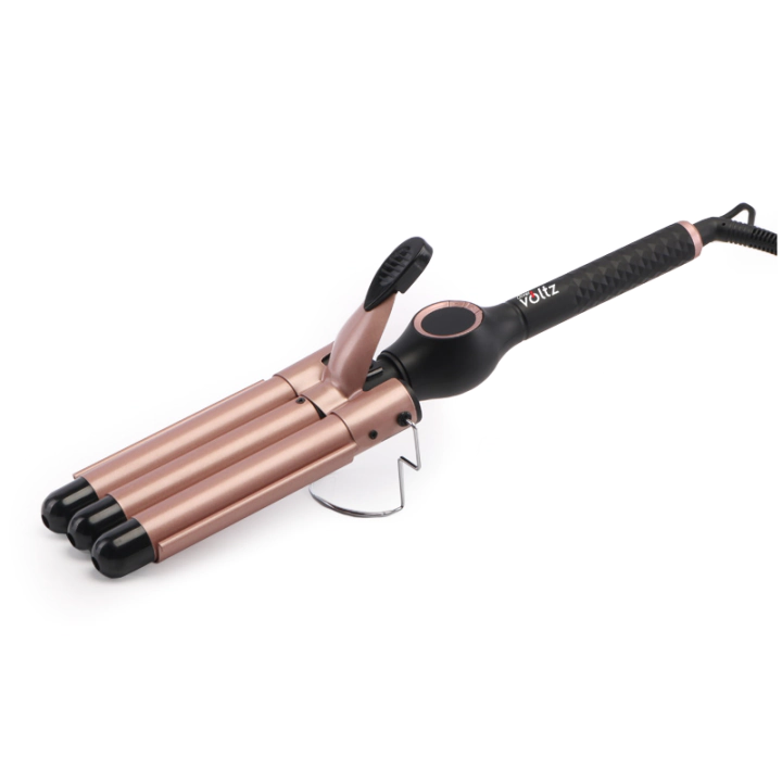 Ретро преса Oliver Voltz OV51102D, 60W, Керамика и турмалин, 140-200C, LED дисплей, Черен/розовозлатист, (17323)