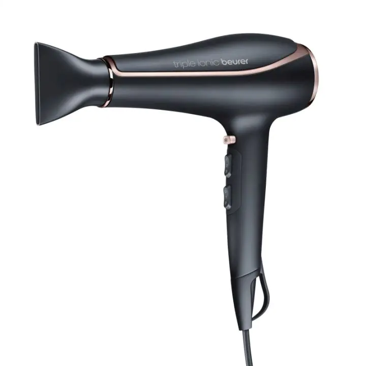 Сешоар Beurer HC 80, 2200 W, Тройна йонизация, AC мотор, 3 температурни настройки, 2 скорости, Аксесоари, Черен, (16467)