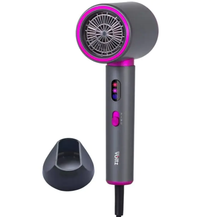 Сешоар Oliver Voltz OV51100R, 2200W, 3 степени, DC мотор, Студен въздух, LED индикатори, Сив/лилав, (35945040)