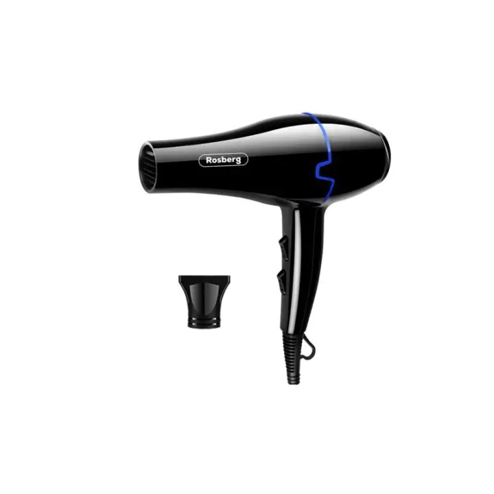 Сешоар Rosberg R51100K, 2000 W, 2 скорости, 3 нива, Концентратор, Черен, (555R51100K)