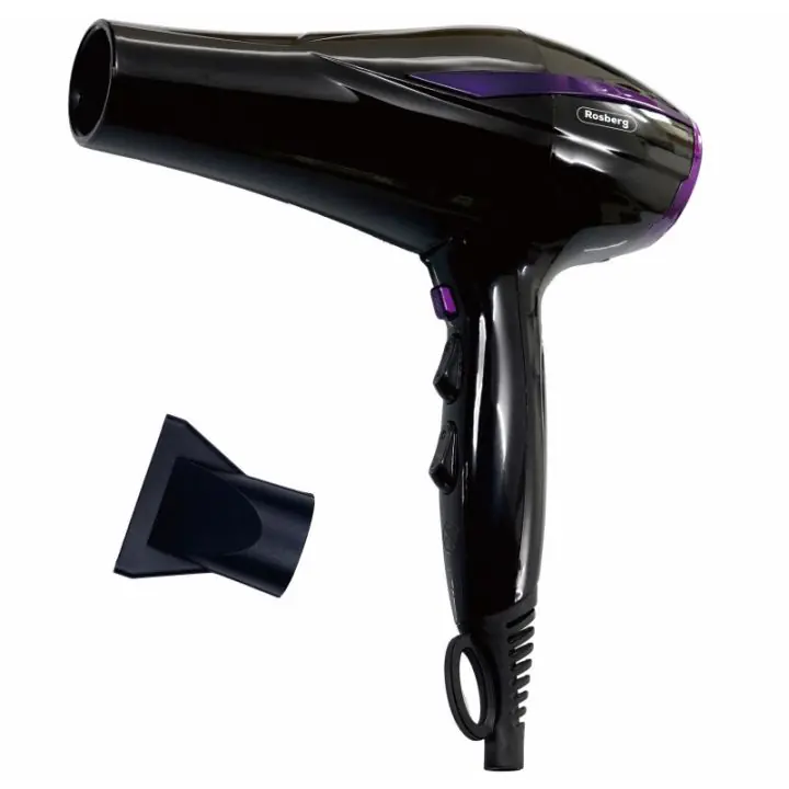 Сешоар Rosberg R51100O, 2200W, 2 скорости, 3 нива, Cool shot, Концентратор, Черен/лилав, (22067)