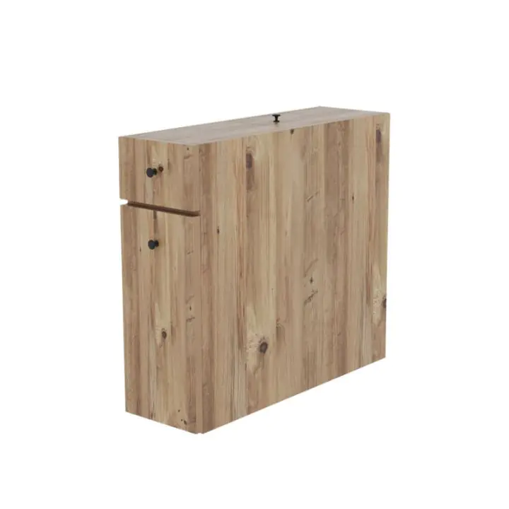 Шкаф за баня Kalune Design 854KLN3908, 19х60 см, 2 чекмеджета, Меламиново покритие, Кафяв, (11426)