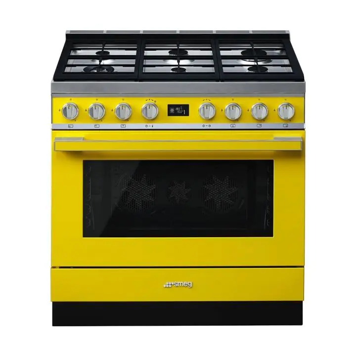 Готварска печка SMEG CPF9GPYW, Серия Portofino, 90 см, 6 газови котлона, (19712)