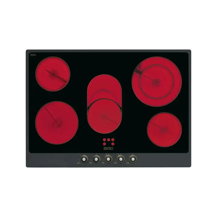 Стъклокерамичен плот SMEG P875AO + 5MP700AO, 72 см, Антрацит + Копчета Cortina, (19387)
