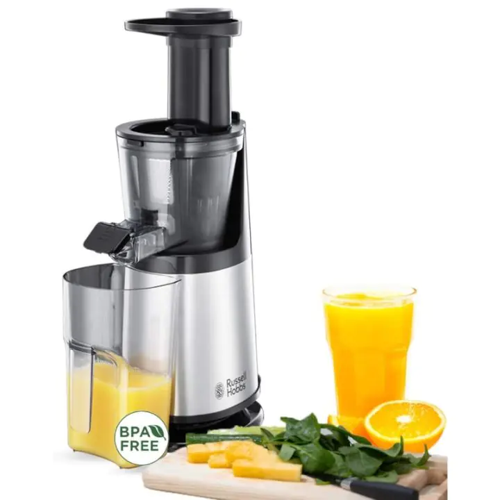 Сокоизстисквачка Slow juicer Russell Hobbs 25170-56, 150 W, 3 сита, 0.7 l, Обратно движение, Студено пресоване, Инокс/черен, (17603)