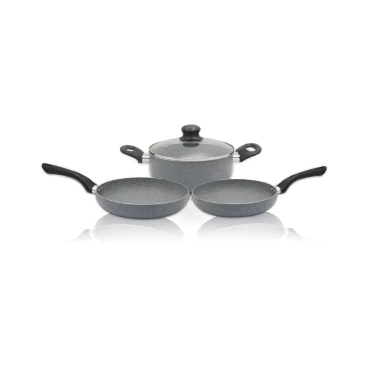 Комплект тигани и тенджера SAPIR Marble Cook SP 1318 CS4B, 4 части, Мраморно покритие, Сив, (18403)