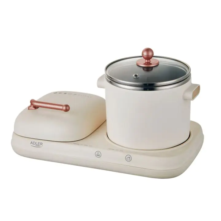Станция за закуска 2в1 Adler AD 6421, 1320W, 1л, Незалепващ грил, Таймер, Кремав, (35922549)