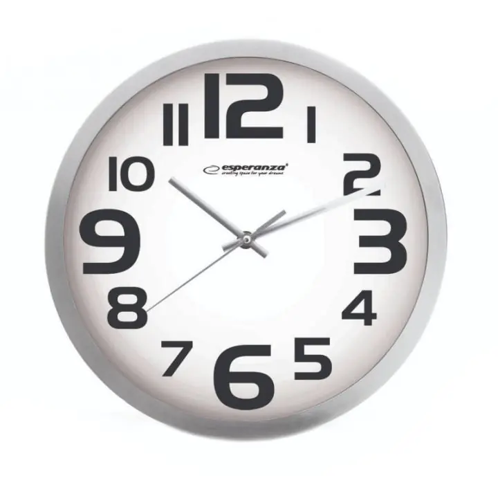 Стенен часовник Esperanza ZURICH, 25 cm, Кварц, Бял, (999EHC013W)