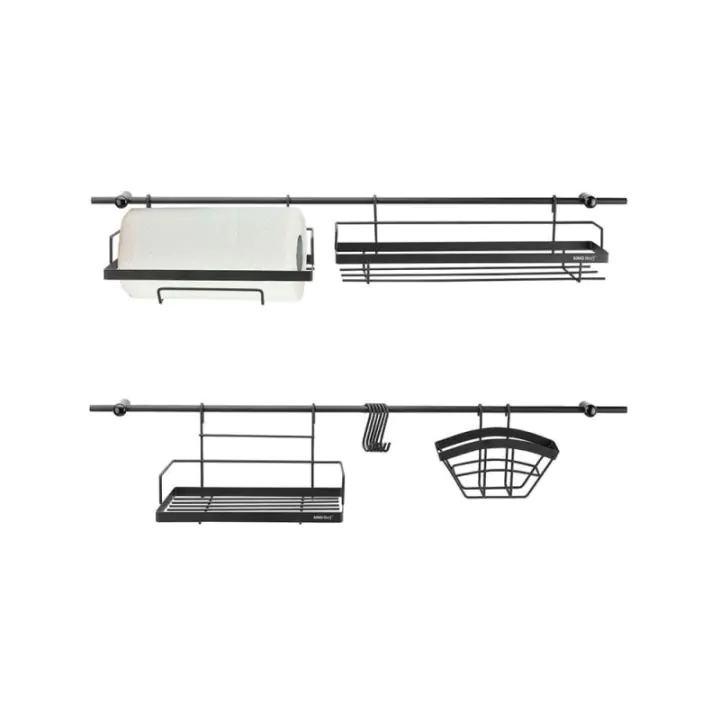 Стенен органайзер за кухня Kinghoff KH 1498, Тип Релса, 16 части, Стоманен, Черен, (13194)
