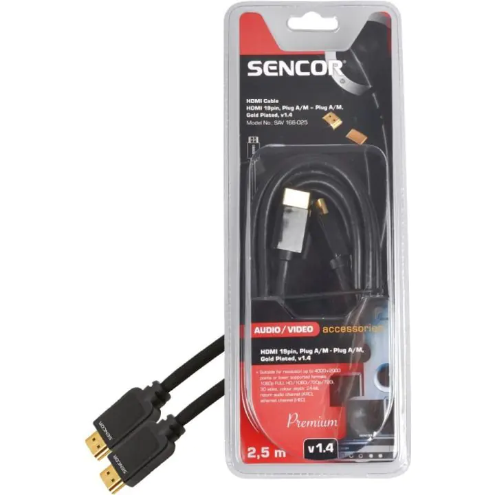 Кабел Sencor SAV 166-025 HDMI-HDMI,2.5M, (35931226)