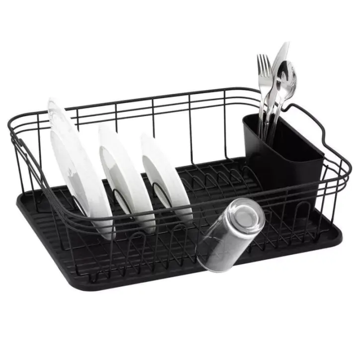Сушилник за съдове Kinghoff KH 1354, 45 см, Тава за отцеждане, Аксесоар за прибори, Черен, (9999KH1354)