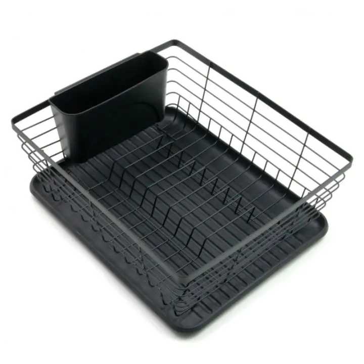 Сушилник за съдове Kinghoff KH 1355, 35.5 см, Тава за отцеждане, Аксесоар за прибори, Черен, (9999KH1355)