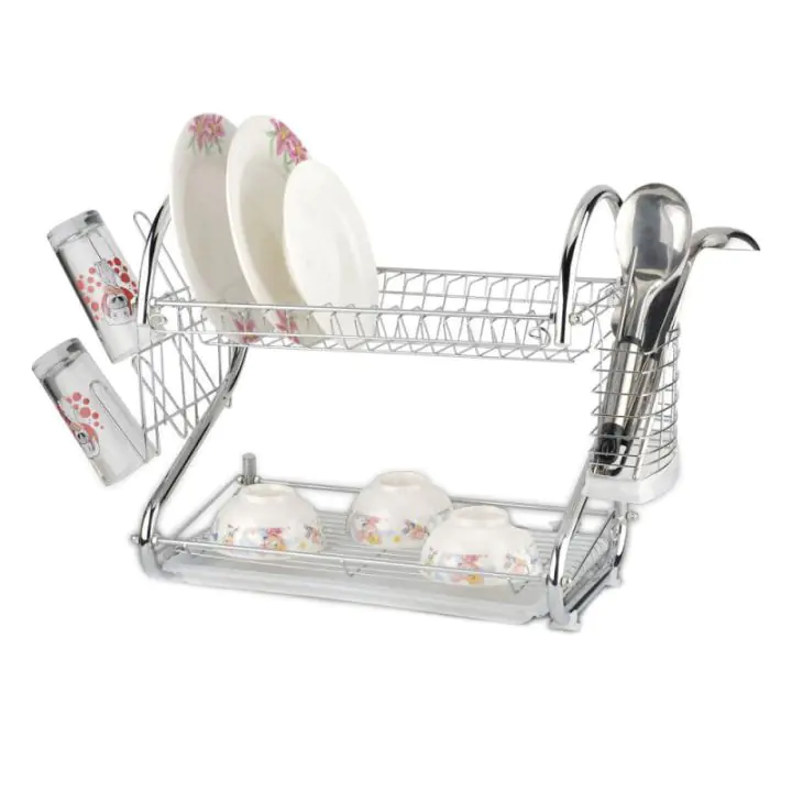 Сушилник за съдове Rosberg R53000A, Две нива, 55х25х38 см, Хром, (555553000A)
