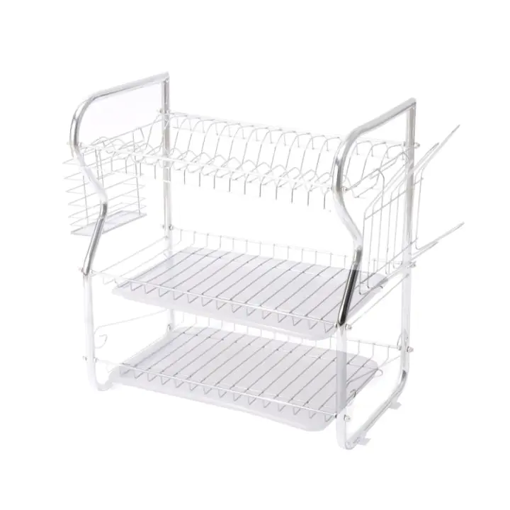 Сушилник за съдове Rosberg R53000O, 3 нива, Подвижни тави, Поставки за чаши и прибори, Хром, (35922556)