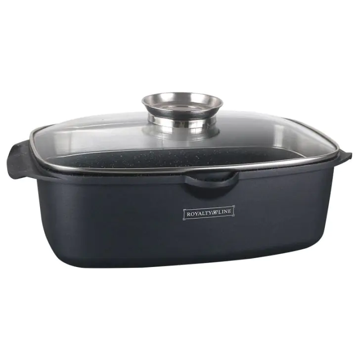 Съд за печене-ростер Royalty Line RL-ACR32M, 5.9L, Мраморно покритие Greblon, Индукция, Черен, (19091)