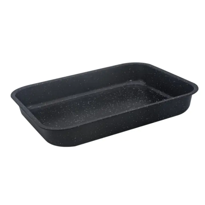 Тава за печене Rosberg R51222MS39, Правоъгълна, Стомана, Мрам. покритие, Незалепваща, Черен, (35932215)