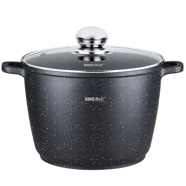 Тенджера дълбока Kinghoff KH 1599, 28 см, 10 литра, Мраморно покритие, Индукция, Черен, (22058)
