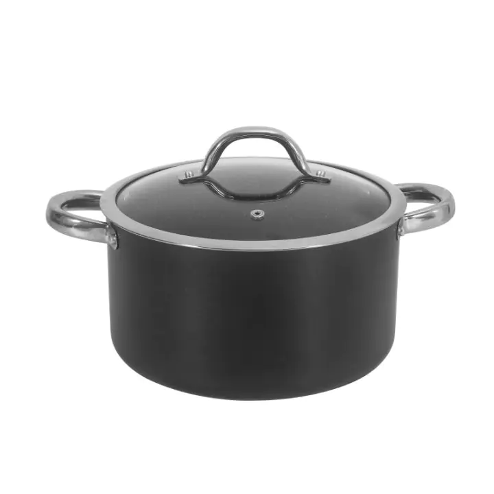 Тенджера Oliver Voltz OV54418N22D, 22 см, 4.3 л, Стъклен капак, Мраморно покритие, Индукция, Черен, (35922798)