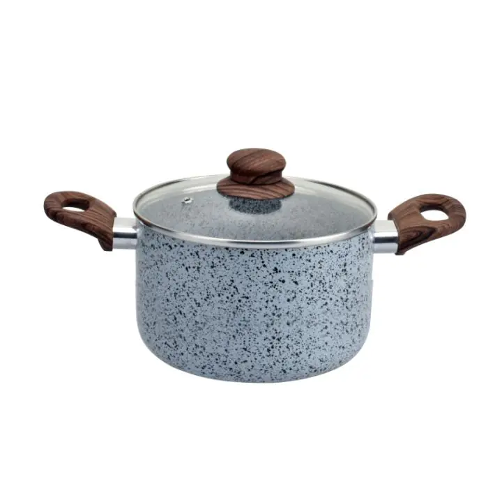 Тенджера Oliver Voltz Siena OV51318J20D, 20 см, 3.1L, Дълбока, Мраморно покритие, Индукция, Меки дръжки, Сив/кафяв, (20843)