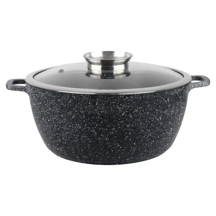 Тенджера с капак Oliver Voltz OV54318C26, Ø26x12 см, 5.5 л, Лят алуминий, Керамично мраморно покритие, Черен, (35945610)