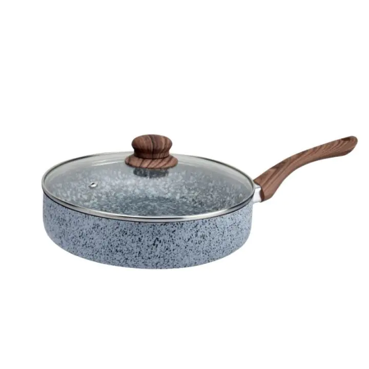 Тиган с капак Oliver Voltz Siena OV51319J24CD, 24 см, Дълбок, Мраморно покритие, Индукция, Сив, (21245)