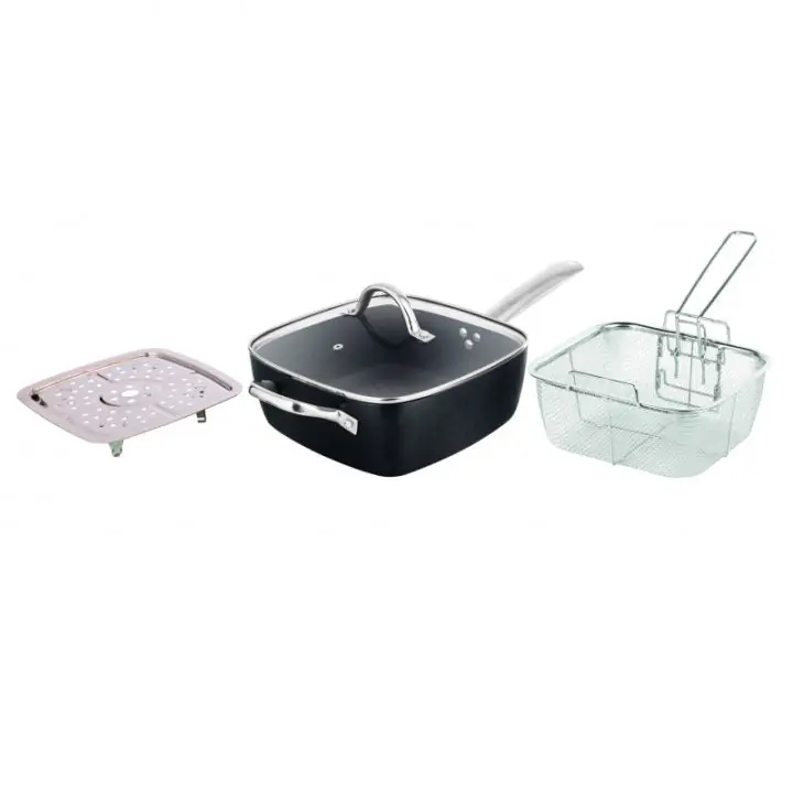 Тиган мултифункционален Oliver Voltz OV51319H4, 4.3L, За фурна и котлон, 24см, Кошница, Индукция, Черен, (22265)