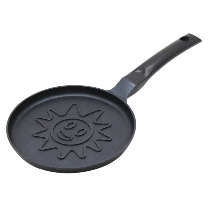 Тиган за палачинки Klausberg KB 7972, 18 см, Релефно дъно със слънце, Незалепващо покритие, Без PFOA, Индукция, Черен, (35946042)