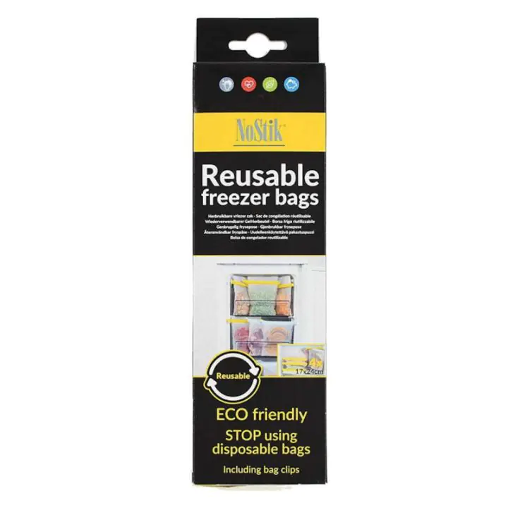Торбички за замразяване NoStik 1DDD426, 4бр, 17х24 см, С цип, Многократна употреба, Безцветен, (20177)