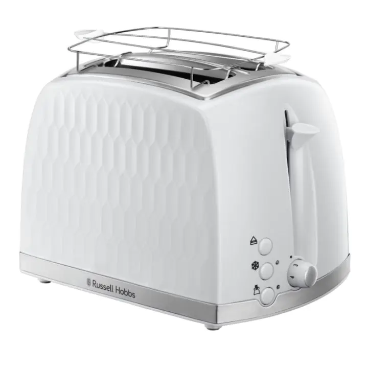 Тостер за хляб Russell Hobbs 26060-56, 850W, 2 филийки, Високо повдигане, Широки отвори, Размразяване, Бял, (35922478)