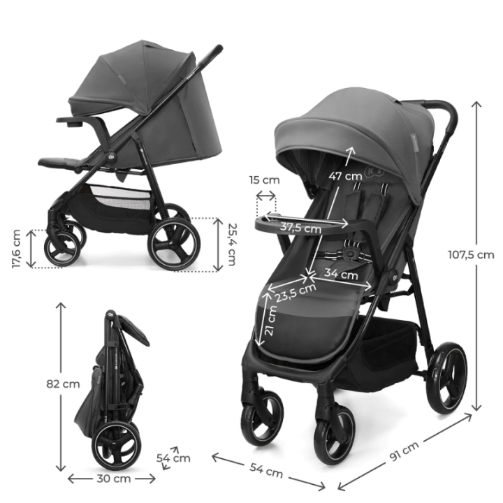 Бебешка количка с табла Kinderkraft TRIG 3 GRANITE GREY, (35948584)