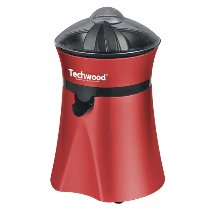 Цитрус преса Techwood TPF-35, 20W, 1 л, Стартиране чрез натискане, 2 конуса, Прозрачен капак, Червен, (35922852)