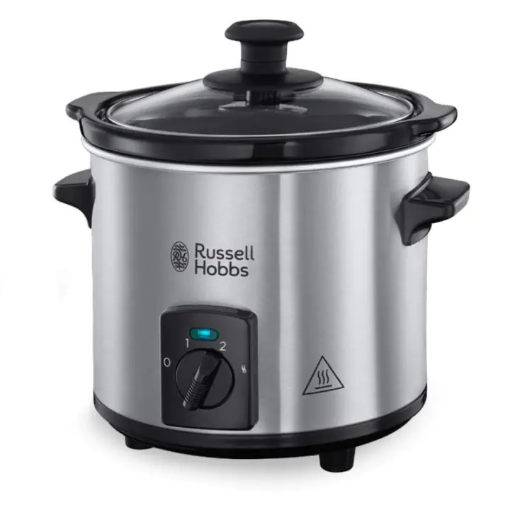 Уред за бавно готвене Slow Cooker Russell Hobbs Compact Home 25570-56, 145W, 2 л, 3 темп. настройки, Керамичен съд, Без BPA и PFAS, Черен/инокс, (35944726)