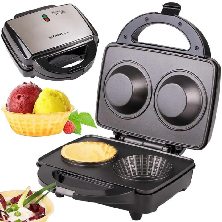 Уред за вафлени фунии First Austria FA-5304, 600W, 2 вафли, Незалепващо покритие, Черен, (11217)