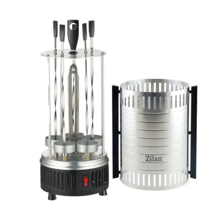 Вертикално барбекю Zilan ZLN5565, 900W, 5 шиша, Керамичен нагревател, Инокс/Черен, (35944154)