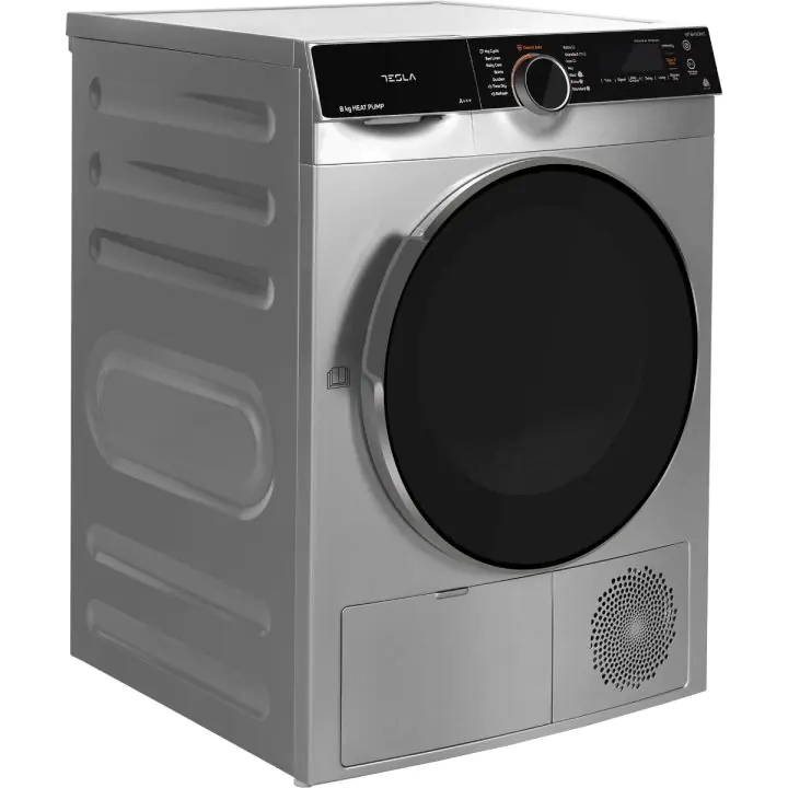 Сушилня Tesla WT8H91MS, 8 кг, LED дисплей, Термопомпа, Сребрист, (35930913)