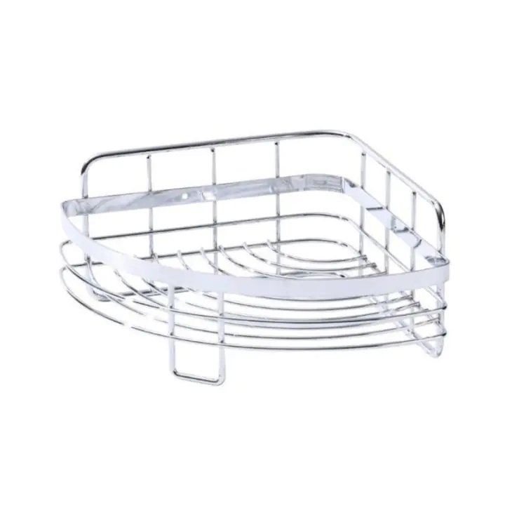 Ъглова етажерка Rosberg R53001A1, 5.7х7.2см, Дюбел, Стенен монтаж, Хром, (20318)